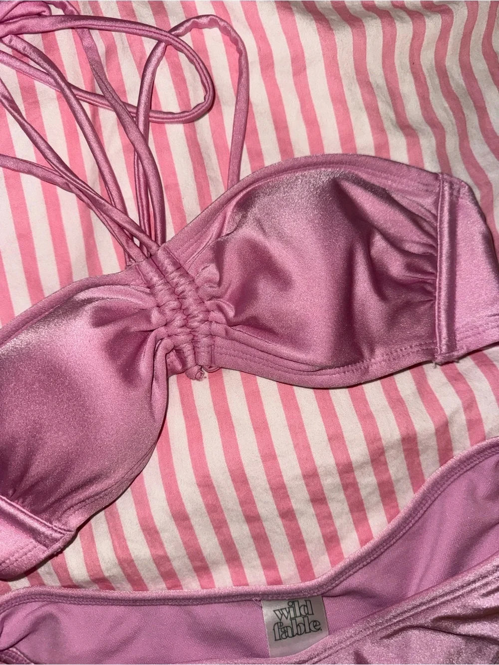 Metallic sheen pink bikini
